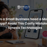 Does a small business need a mobile app? Shop owner browsing a shopping app on her phone